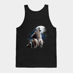 Space Wolves Cosmic Snow Wolf Howling At Moon Tank Top